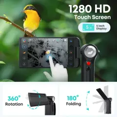 THERMAL MASTER DV2 Termal Dürbün 5 İnç Katlanır Ekranlı Kuş ve Yaban Hayatı Gözlem Kamerası