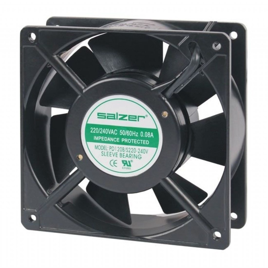 Salzer PD120S-38-12 120x120x38 12V DC Sleeve Kablolu Kare Fan
