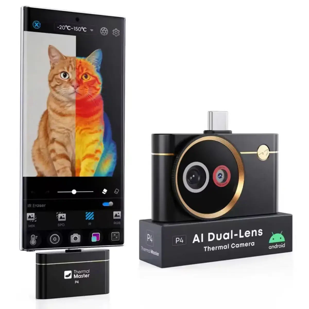 THERMAL MASTER P4 Yapay Zeka Destekli Çift Lensli Mobil Termal Kamera (512×384)