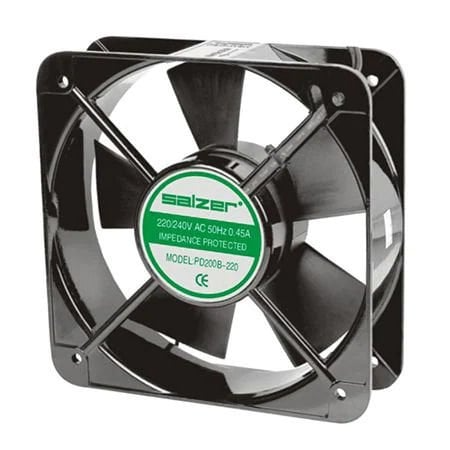 Salzer PD200B-220 200x200x61 220V AC Rulmanlı Kare Metal Fan